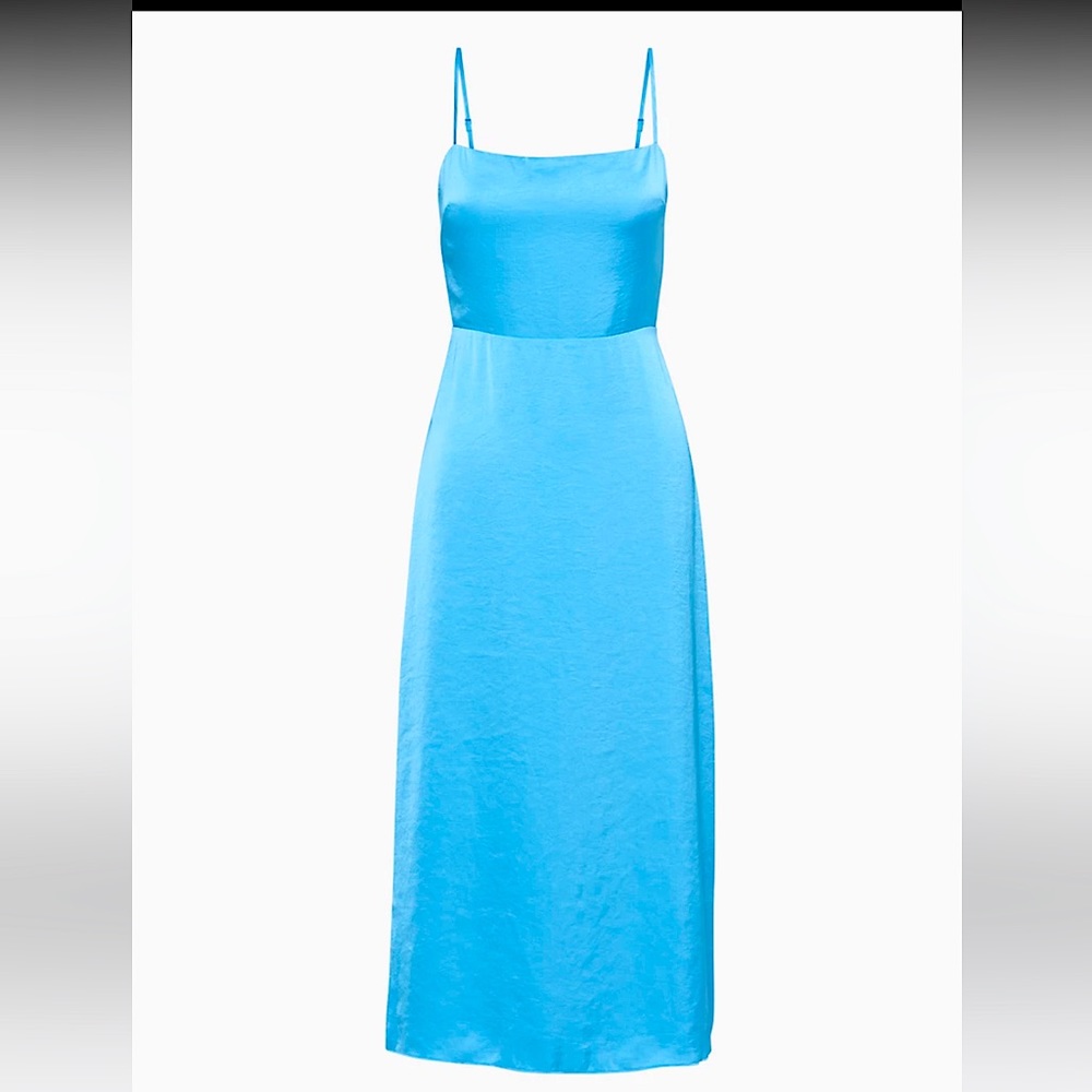 Satin Squaresneck Dress with Slit